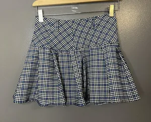 Forever 21 Skirt Womens Small Blue Black Plaid Mini Skater Flared High Waist thumbnail 1