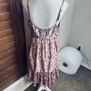 Fossil Pink Mini Dress Watercolor Abstract sleeveless M‎ Ruffle Hem Party Corset thumbnail 6