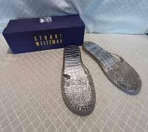 Stuart Weitzman slip on Jelly flats With Rhinestones size 8 thumbnail 1