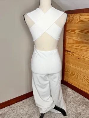 Lulus Thinking Out Loud White Backless Jumpsuit Extra Small Bridal Bride Wedding thumbnail 3