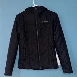 Columbia Black Quilted Hooded Jacket with Zip thumbnail 1
