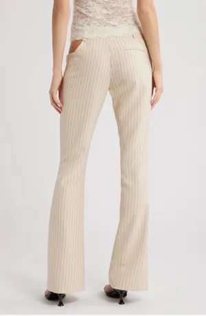 Lioness Yves pinstripe cutout belted flare pants thumbnail 2