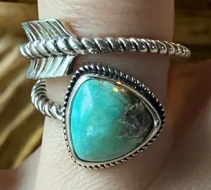 Royston Turquoise Sterling Silver Arrow Ring Size 7 Blue thumbnail 1