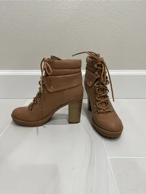 GUESS Brown Lace-Up Heeled Ankle Boots Genja thumbnail 4