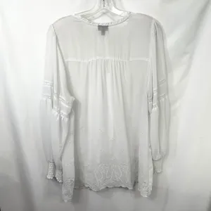 Torrid Plus Size 1X Top Chiffon Ruffle White Eyelet‎ Embroidered Bishop 1289 thumbnail 8