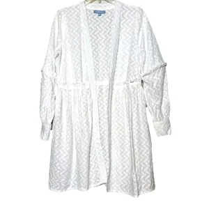 Antonio Melani 100% Cotton Lace Swim Cover Up Dress White Boho Tunic Size M thumbnail 3