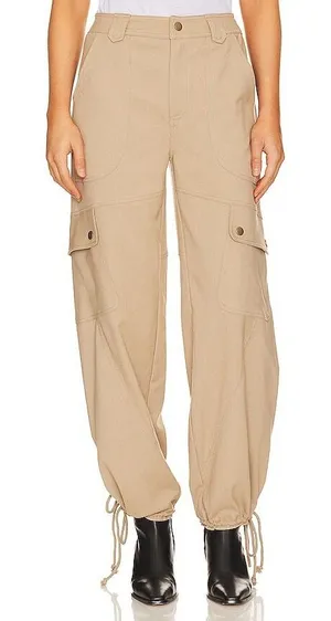 Line & Dot Weekend Cargo Pants Tan Khaki High Waist Utility Size Small thumbnail 1