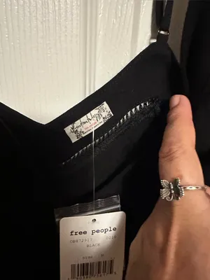 Free People Black Wrap-Front Spaghetti Strap Mini Dress thumbnail 6