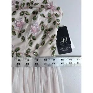 NWT Adrianna Papell Ivory Floral Beaded Sequin‎ Maxi Dress Size 6 Garden Party thumbnail 14