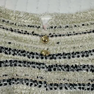 Elegant Wool Blend Golden High Waist Festive Striped Fringe Shorts in Size L thumbnail 8