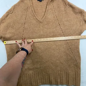 American Eagle XL Sweater Hoodie Camel Tan Jegging Fit V-Neck Knit Pullover thumbnail 7