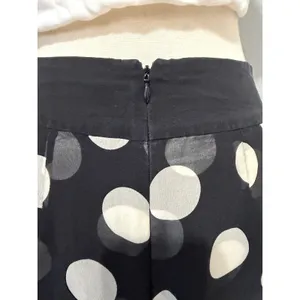 Ann Taylor 100% Silk Midi Skirt Size 2 Black White Polka Dot Pleated‎ A-Line Mod thumbnail 8