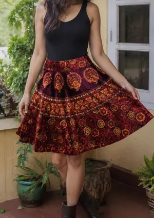 Vintage Temptation NWT Velvet Tapestry Midi Skirt Boho Festival Y2K Medium thumbnail 1