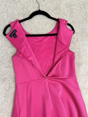 Cynthia Rowley Women's Size 10 Hot Pink Fit & Flare Laser Cut Eyelet Hem Dress thumbnail 8
