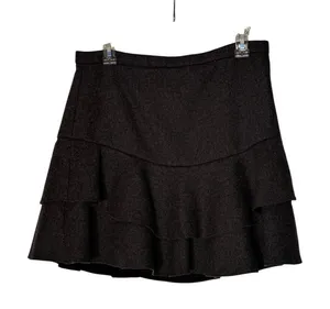 J Crew Wool Gray Mini Ruffled Skirt Women's‎ Size 4 thumbnail 1