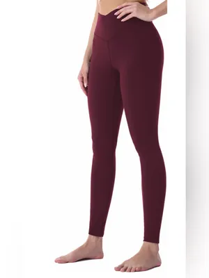 High-Waist Sculpting Leggings in Burgundy thumbnail 3