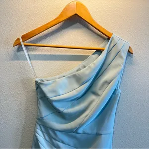 NEW Michael Costello x Revolve Ice Blue Ava One Shoulder Mini Dress thumbnail 4