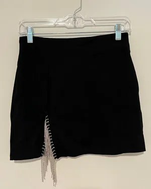 Black Skirt Rhinestone Fringe thumbnail 3