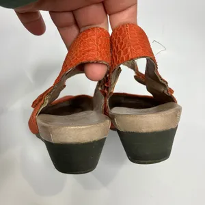 OTBT Springfield wedge sling back clog orange textured‎ leather women's size 8.5 thumbnail 5