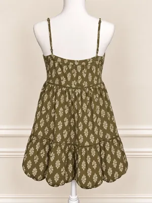 Urban Outfitters Olive Paisley Fully Lined Ruffle Mini Dress M Tiered TumblrEra thumbnail 5