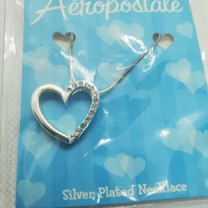 NWT Aeropostale Silver Plated Heart Necklace thumbnail 2