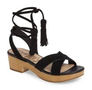 Sam Edelman‎ Jenna Ankle Wrap Sandal Black 90’s 9 thumbnail 1