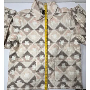 UGG Sun Shirt Jacket ButtonUp‎ Unisex Medium Pink Tan Cozy Chunky Oversized New thumbnail 3