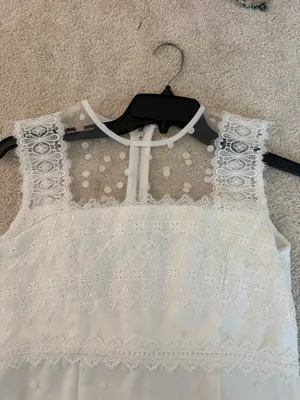 AQUA White Lace Polka Dot Mini Dress thumbnail 3