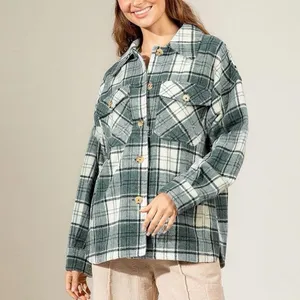NEW Stradivarius Plaid Green Shacket Jacket Coat XS thumbnail 11