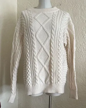 Aelfric Eden Ivory Cable Knit Sweater Large thumbnail 1