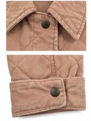 Joie Quilted Longline Jacket Coat Size Medium Blush Tan Cotton Snap Front thumbnail 6