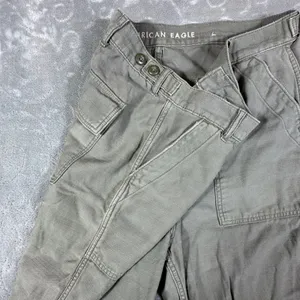American Eagle Women 14 Olive Green Utility Cargo Pants High Rise Button Fly thumbnail 7