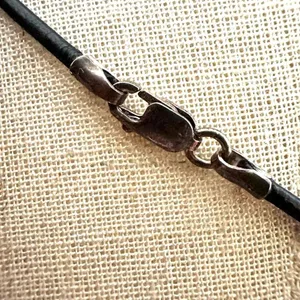 Blue glass heart pendant necklace sterling silver clasp on cord thumbnail 8