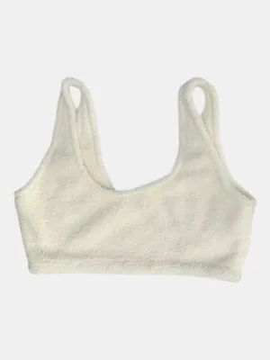 PINK by Victoria's Secret Cream Fuzzy Co-ZZZy Fleece Bralette - XL thumbnail 4