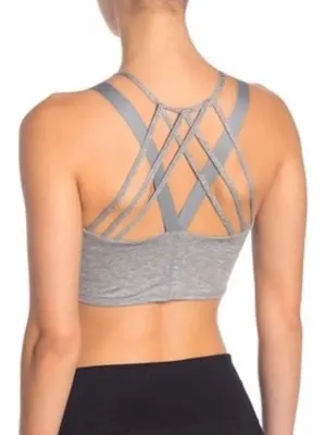 Free People Movement Heather Gray Strappy Sports Bra thumbnail 1