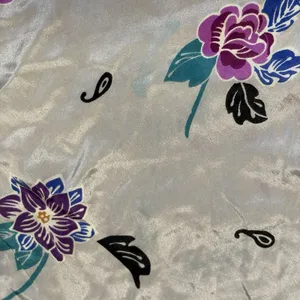 Vintage 80s Oscar de la Renta Silk Scarf Fringe Floral Purple & Teal Japan 52x11 thumbnail 8