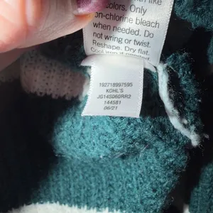 SO Women's Large Striped Knit Sweater Teal Blue White Relaxed thumbnail 5