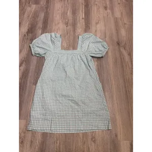 Vineyard Vines Performance Gingham Puff Sleeve Square Neck Dress Blue White S thumbnail 4