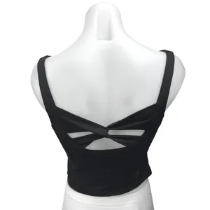 Free People Kindred Black Sleeveless Ruched Knot Cutouts Bustier Crop Tank Top S thumbnail 2