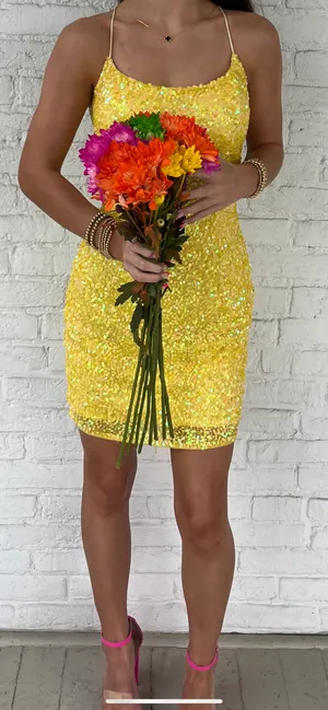 Primavera Couture Yellow Homecoming Dress thumbnail 1