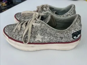 Converse X Chiara Ferragni Glitter Platform Shoes Size 7 thumbnail 3