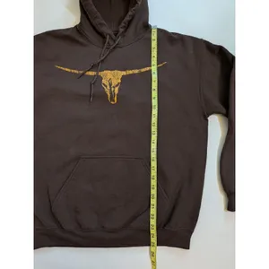 Brooks & Dunn Brown Hoodie Size M Longhorn Country Pullover Sweatshirt Y2K 90s thumbnail 3