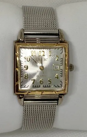 Vintage relic women’s watch silver gold tone squares case 26mm quartz running thumbnail 1