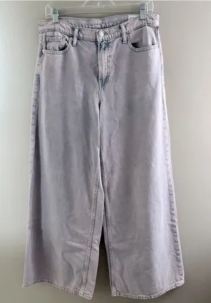 GAP Baggy Mid Rise Ultrasoft Wide Leg Jeans Light Purple Lavender 28 6R thumbnail 1
