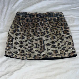SHEIN Tan Sequin‎ Pencil Mini Skirt Night Out Size Small thumbnail 3