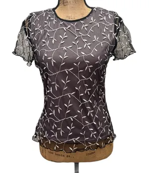 Vintage 90s Catalyst Mesh‎ Tee Dark Fairy Grunge Purple Whimsigoth Size Medium thumbnail 1