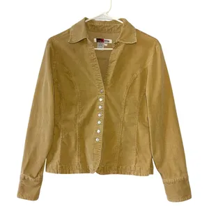 Vtg Y2K Live A Little Corduroy Beige Jacket Gilmore Girls Phoebe Sz M thumbnail 1