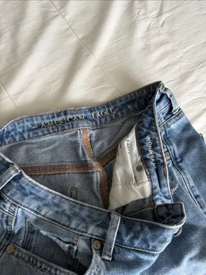 American Eagle Outfitters Women's Distressed Mom Jeans in Blue thumbnail 2