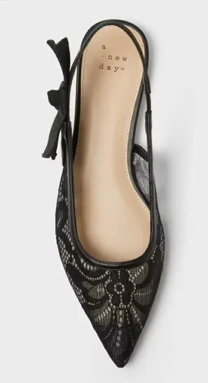 A New Day Women’s London Lace Sling Back Bow Flats thumbnail 1