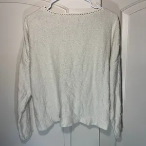 Anthropologie Sweater Women Small Cream Front Tie Knot Crochet Lace Cotton Blend thumbnail 5